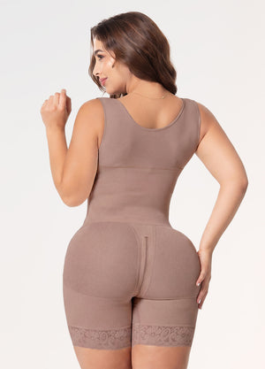 Open Bust Mid-Thigh Shapewear | Stage 2 Postpartum & Post-Surgical Compression Garment | Salome 6211