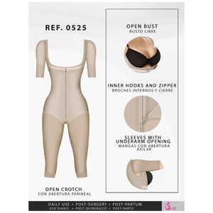 Fajas Salome 0525 Faja de Cuerpo Completo Postquirúrgica con Mangas