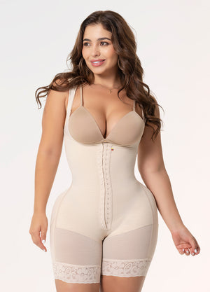 Open Bust Mid-Thigh Shapewear | Stage 2 Postpartum & Post-Surgical Compression Garment | Salome 6211