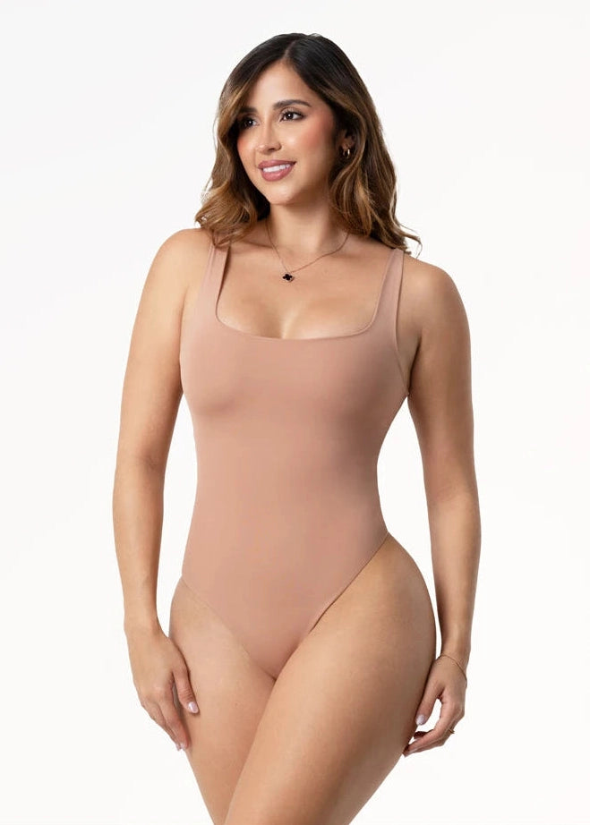 Shapewear Bodysuit: Wide Straps, Square Neck & Tummy Control | Salome 5002