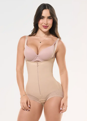 Body Faja Tipo Short Sin Tirantes: Encaje con Silicona Antideslizante | Salome 412
