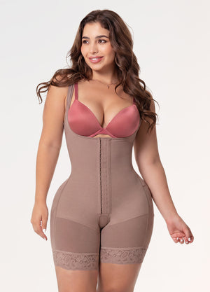 Open Bust Mid-Thigh Shapewear | Stage 2 Postpartum & Post-Surgical Compression Garment | Salome 6211