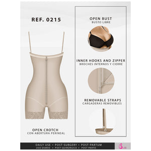 Fajas Salome 0215 Open Bust Mid Thigh Shapewear with Tummy Control