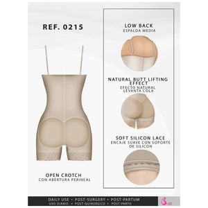 Fajas Salome 0215 Open Bust Mid Thigh Shapewear with Tummy Control