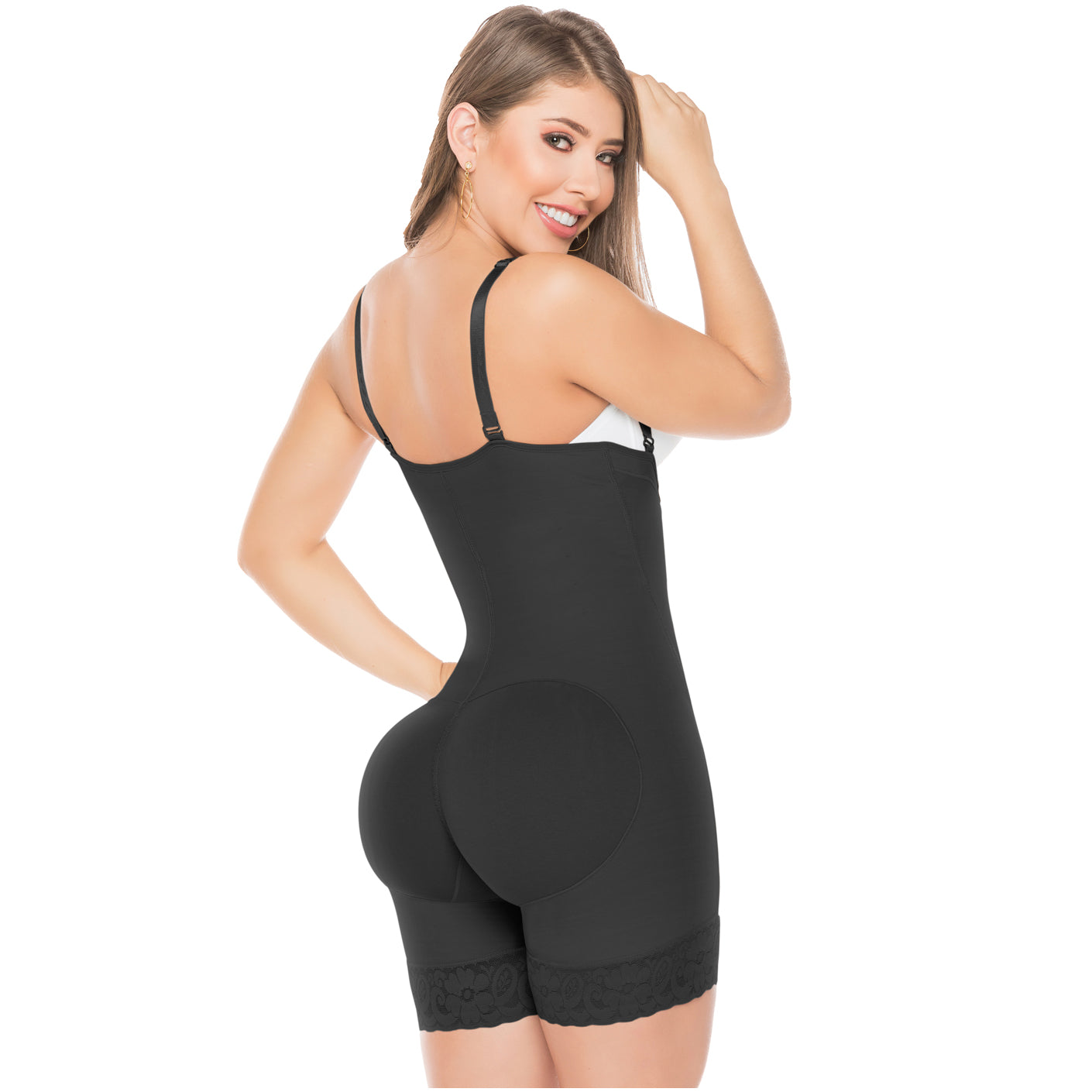 Fajas Salome 0215 Open Bust Mid Thigh Shapewear with Tummy Control