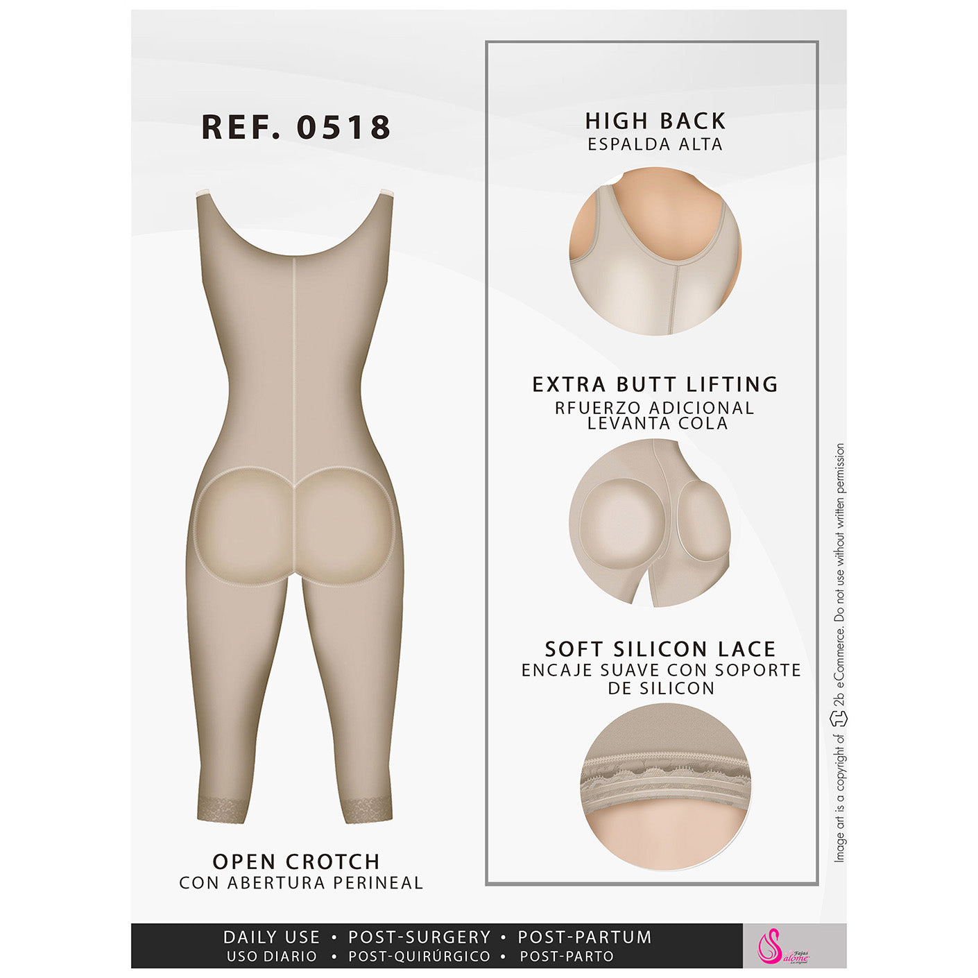 Fajas Salome 0518 Faja Bodysuit Postquirúrgica Reductora de Abdomen