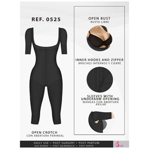 Fajas Salome 0525 Faja de Cuerpo Completo Postquirúrgica con Mangas